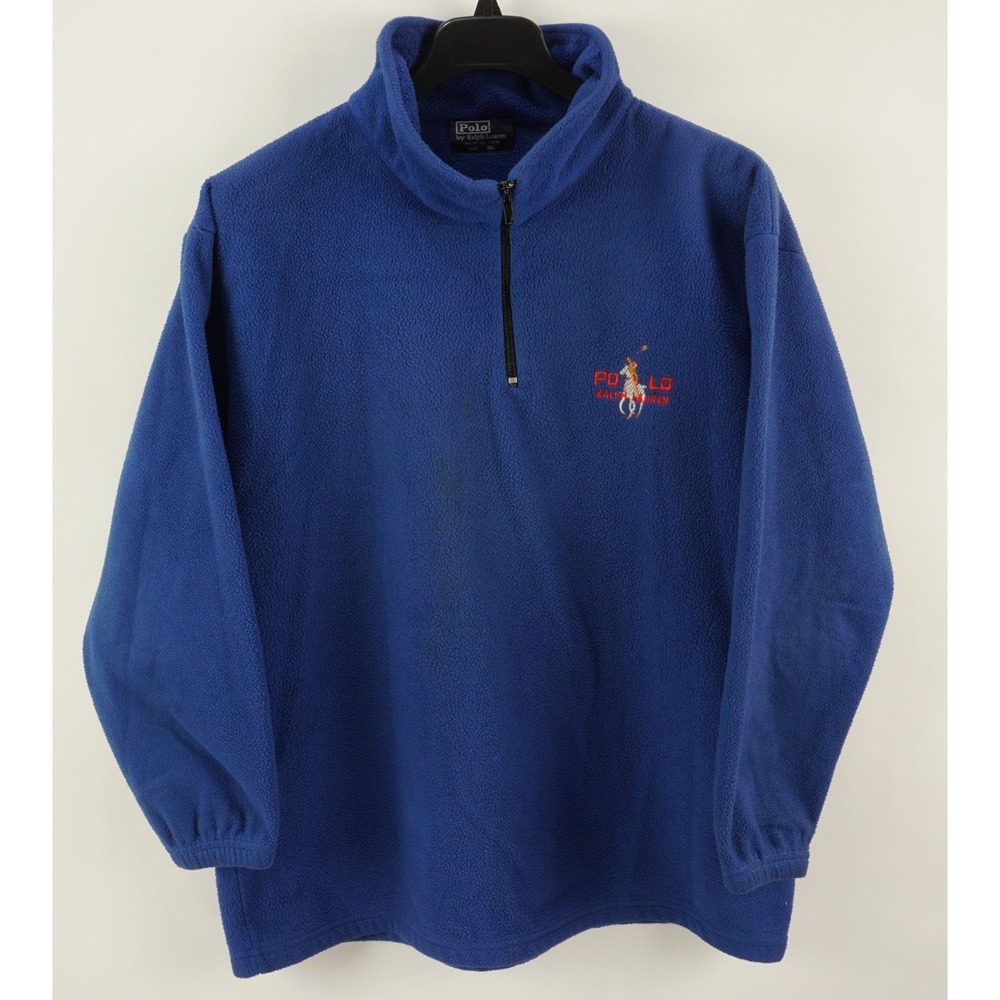 Vintage 90s Y2K Polo Ralph Lauren USA Big Pony Fleece 1/4 Zip Pullover Men's XL